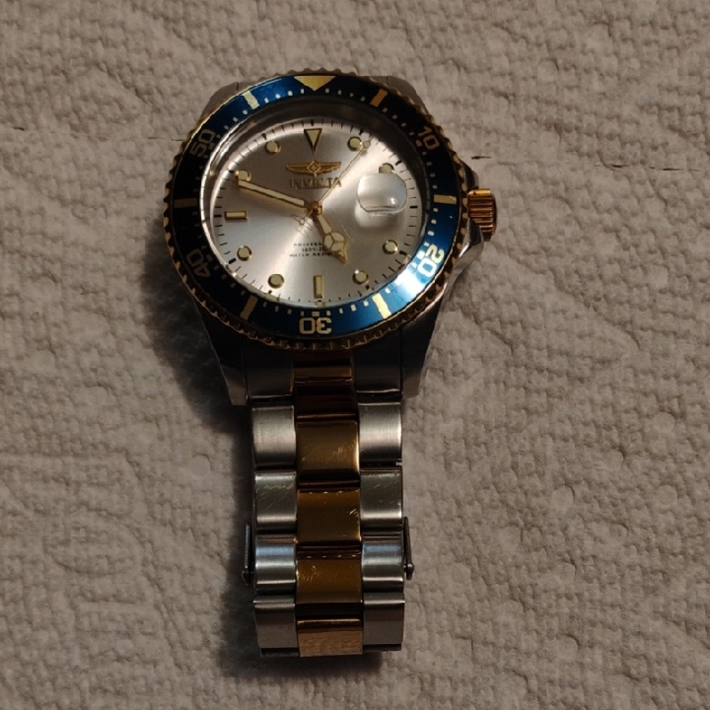 Invicta Two-Tone Watch with Blue Highlights